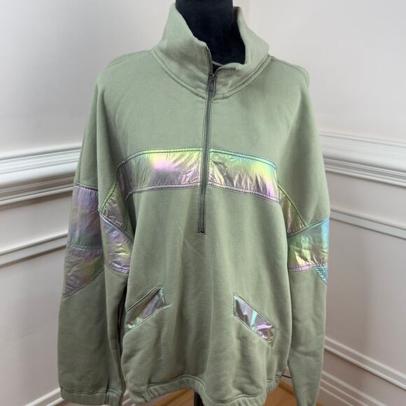 Free People Women's Away We Go Half Zip Pullover in Sage Stone NWT Medium - Picture 5 of 9